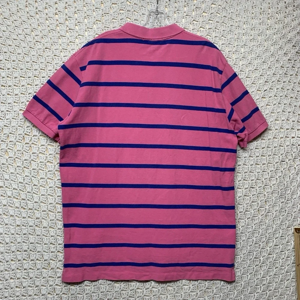 Vtg Polo Ralph Lauren Polo Shirt Men‎ XL Pink Blue Striped  Pony Long Sleeve